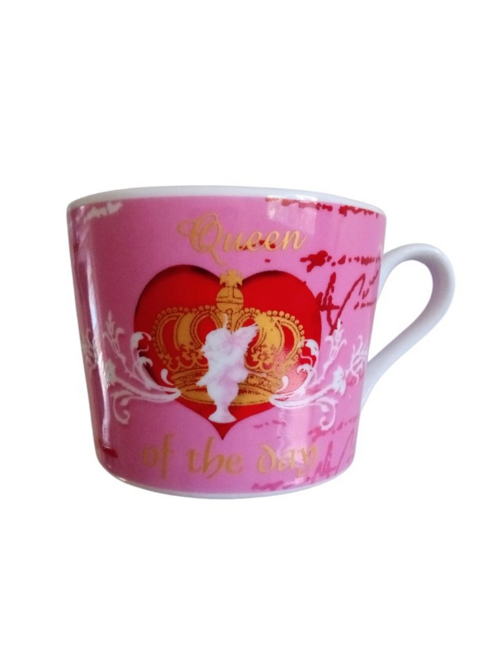 Queen Of The Day Pink/Red Heart Decorative Mug